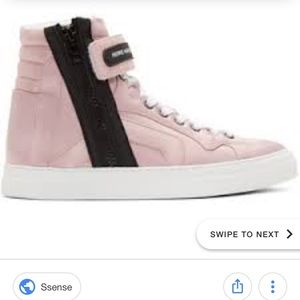 Pierre Hardy pink satin high top sneakers